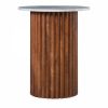 Medby Round Side Table, Dark Mango Wood & Grey Marble