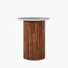 Medby Round Side Table, Dark Mango Wood & Grey Marble