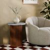 Medby Round Side Table, Dark Mango Wood & Grey Marble
