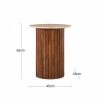 Medby Round Side Table, Dark Mango Wood & Travertine