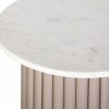 Medby Round Side Table, Taupe Mango Wood & White Marble