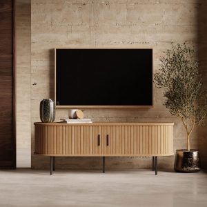 Mika Large TV Stand, Oak & Black