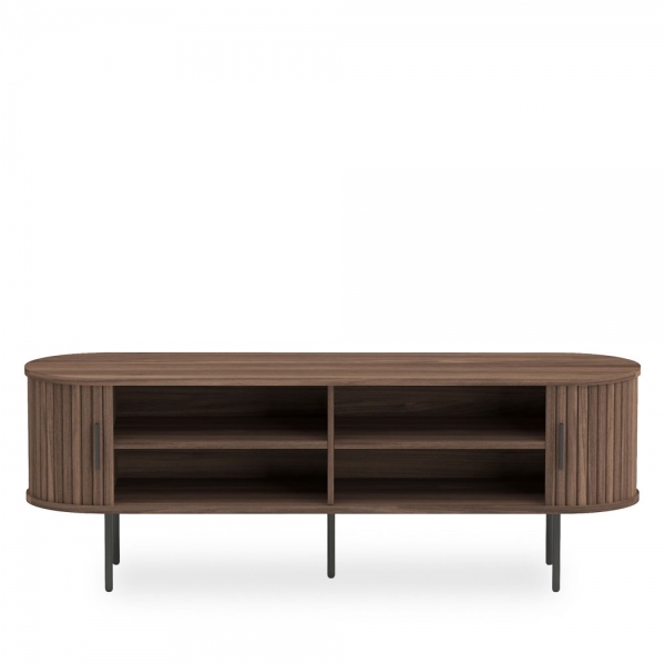 Mika Large TV Stand, Walnut & Black