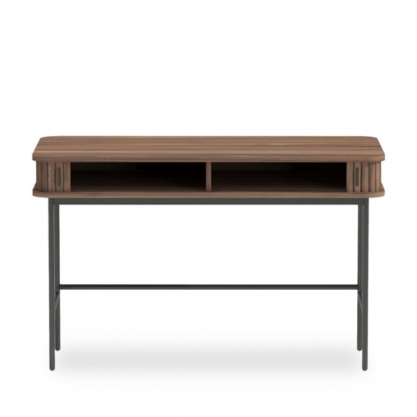 Mika Office Desk, Walnut & Black