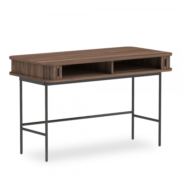 Mika Office Desk, Walnut & Black