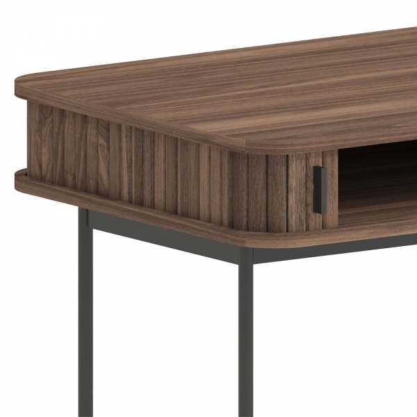 Mika Office Desk, Walnut & Black
