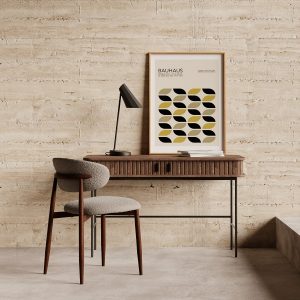 Mika Office Desk, Walnut & Black