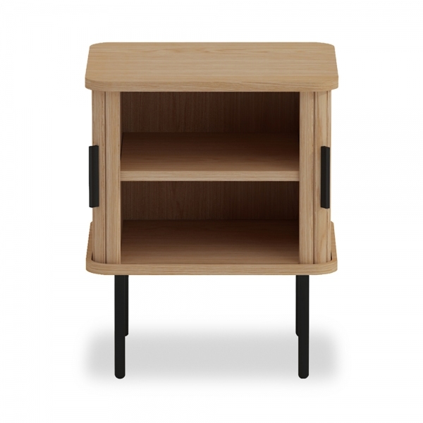 Mika Storage Bedside Table, Oak & Black