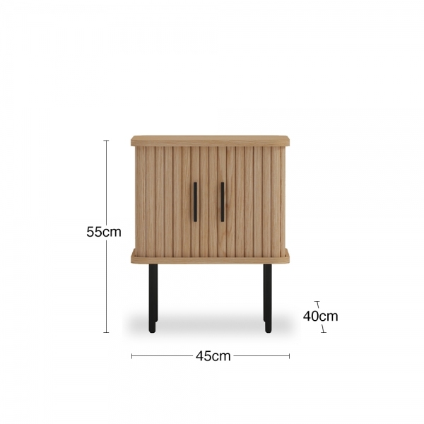 Mika Storage Bedside Table, Oak & Black