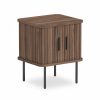 Mika Storage Bedside Table, Walnut & Black