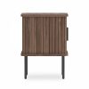 Mika Storage Bedside Table, Walnut & Black
