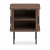 Mika Storage Bedside Table, Walnut & Black