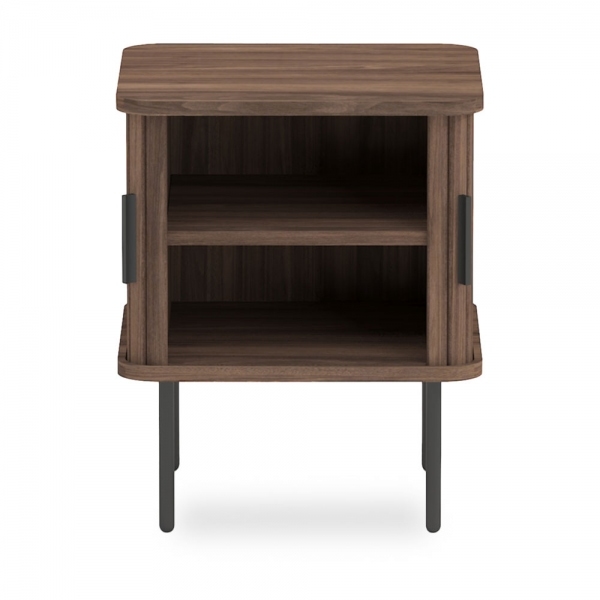 Mika Storage Bedside Table, Walnut & Black