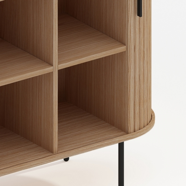 Mika Tall Sideboard, Oak & Black