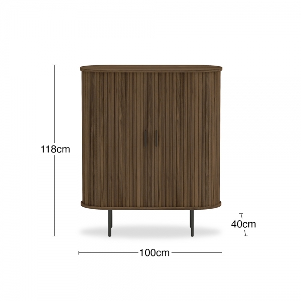 Mika Tall Sideboard, Walnut & Black