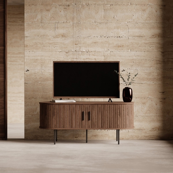 Mika TV Stand, Walnut & Black