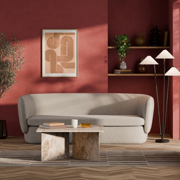 Miller 3 Seater Sofa, Speckled Stone Sustainable Boucle