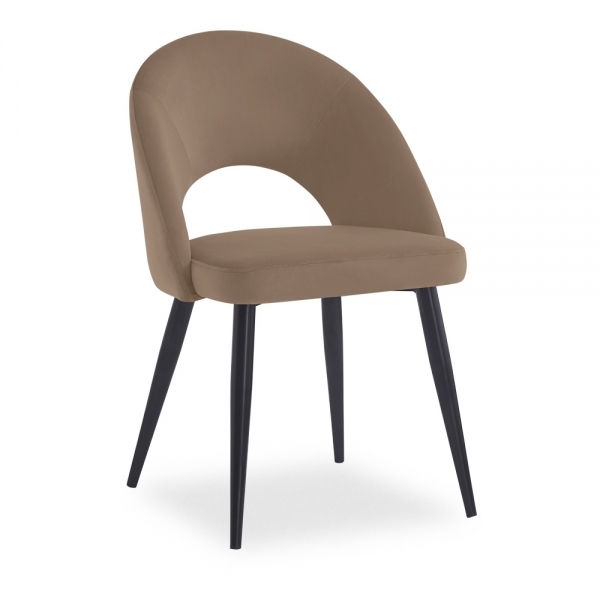 Milton & Lucille 6 Chairs Dining Set, Walnut & Taupe Sustainable Velvet