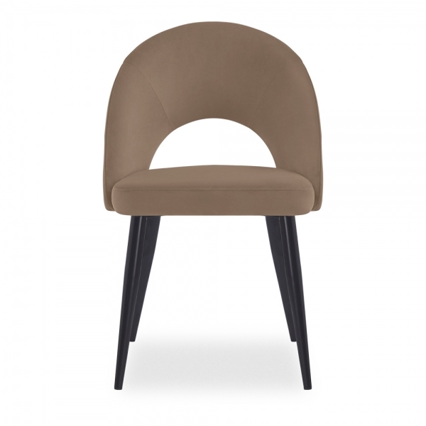 Milton & Lucille 6 Chairs Dining Set, Walnut & Taupe Sustainable Velvet