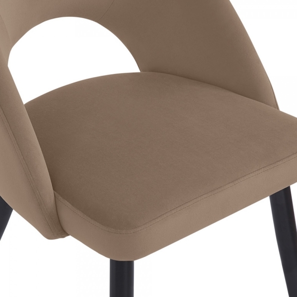 Milton & Lucille 6 Chairs Dining Set, Walnut & Taupe Sustainable Velvet