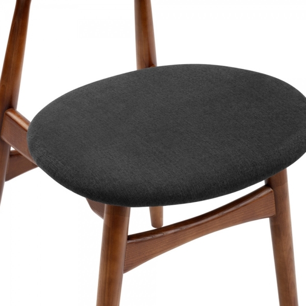 Milton & Malmros 6 Chairs Dining Set, Walnut & Dark Grey