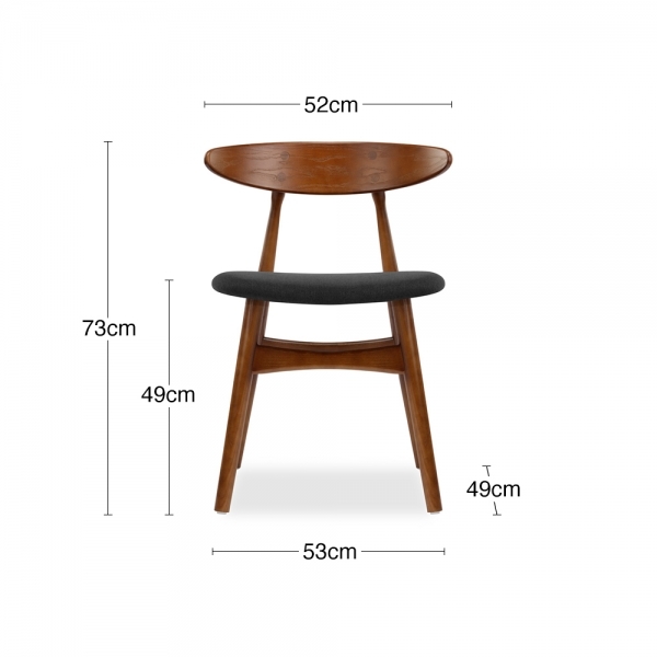 Milton & Malmros 6 Chairs Dining Set, Walnut & Dark Grey