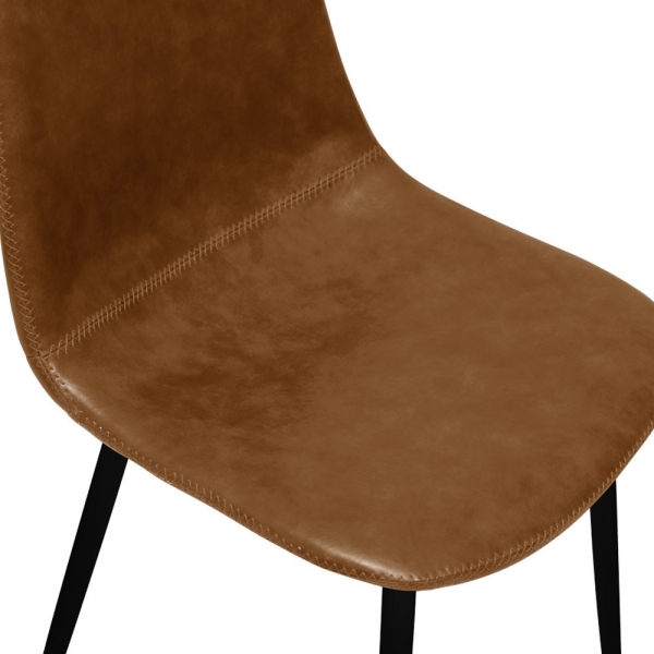 Milton & Rayner 4 Chairs Dining Set, Walnut & Vintage Tan