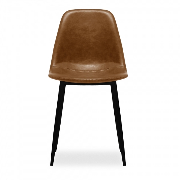 Milton & Rayner 4 Chairs Dining Set, Walnut & Vintage Tan