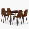 Milton & Rayner 4 Chairs Dining Set, Walnut & Vintage Tan