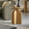 Mina Wooden Round Side Table, Oak