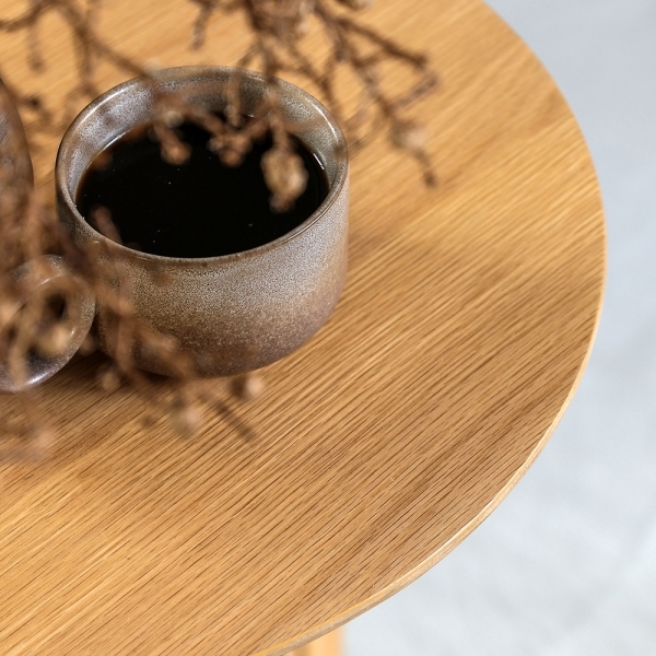 Mina Wooden Round Side Table, Oak