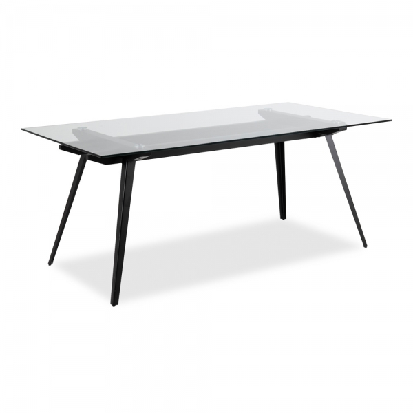 Monti 6 Seat Dining Table, Glass & Black