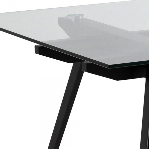 Monti 6 Seat Dining Table, Glass & Black