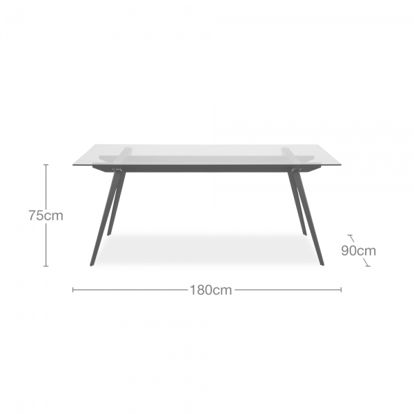 Monti 6 Seat Dining Table, Glass & Black
