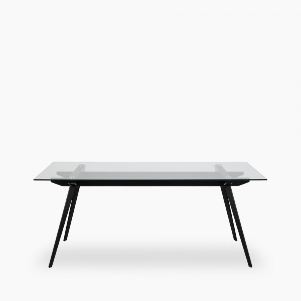 Monti 6 Seat Dining Table, Glass & Black