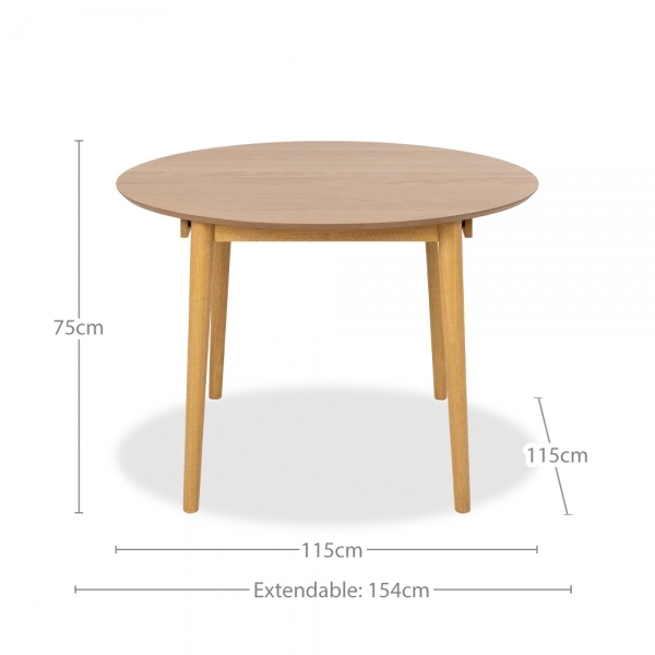 Montreux 4-6 Seat Extendable Round Dining Table, Oak