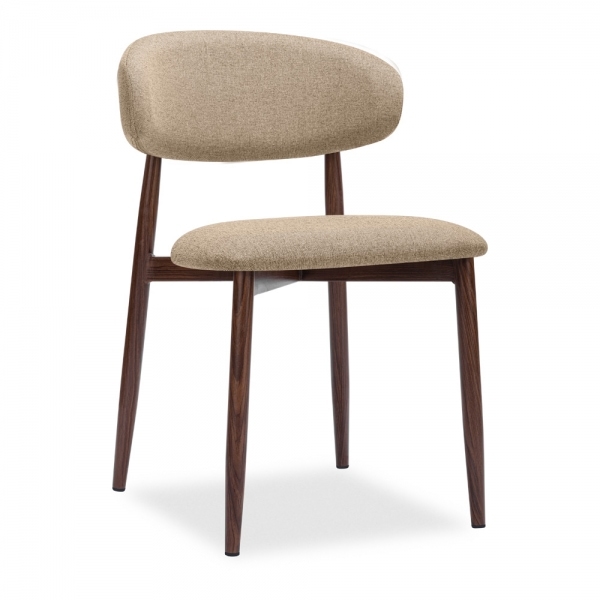 Montreux & Halston 6 Chair Dining Set, Walnut & Latte Sustainable Fabric