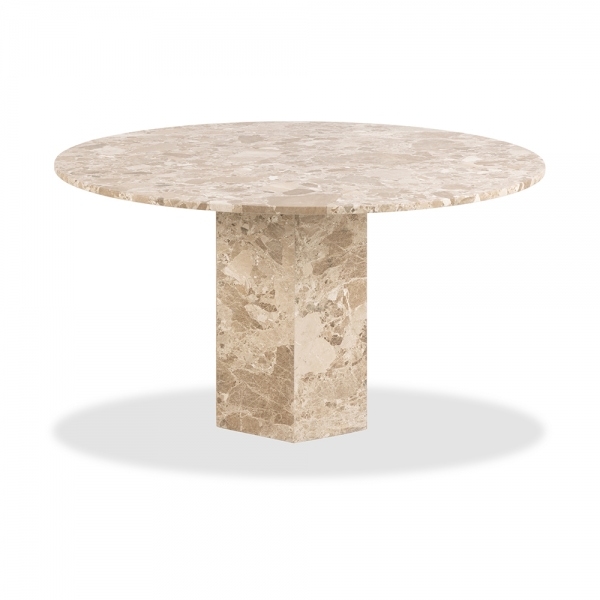 Naxos 4 Seat Round Dining Table, Latte Marble