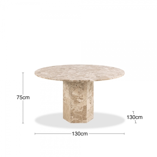 Naxos 4 Seat Round Dining Table, Latte Marble