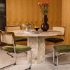 Naxos 4 Seat Round Dining Table, Latte Marble
