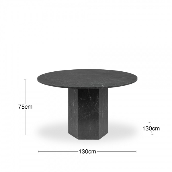 Naxos 4 Seat Round Dining Table, Onyx Black Marble