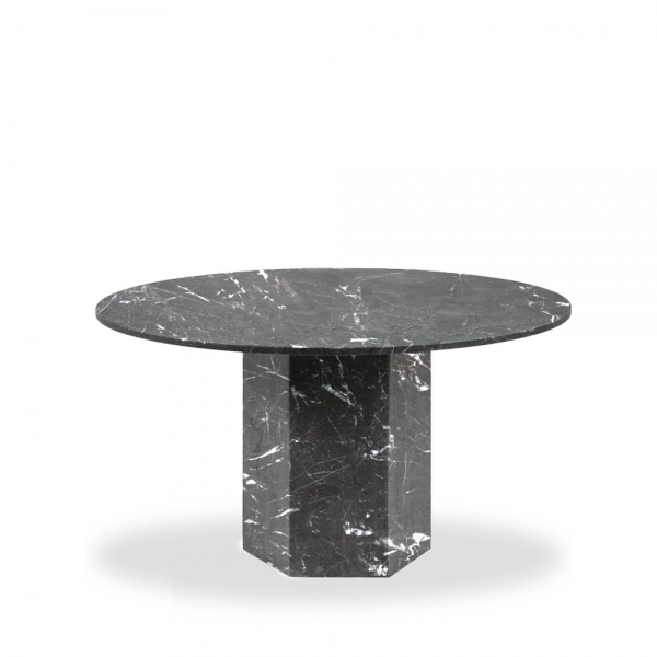 Naxos 4 Seat Round Dining Table, Onyx Black Marble