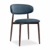 Naxos & Halston 4 Chair Dining Set, Latte Marble & Dust Blue Sustainable Velvet