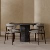 Naxos & Halston 4 Chair Dining Set, Onyx Black Marble & Speckled Stone Sustainable Boucle