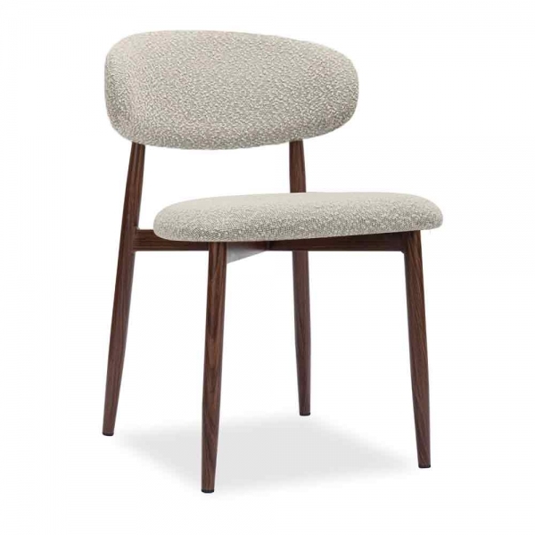 Naxos & Halston 4 Chair Dining Set, Onyx Black Marble & Speckled Stone Sustainable Boucle