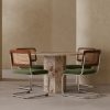 Naxos & Kenton 4 Chair Dining Set, Latte Marble & Olive Green Sustainable Velvet