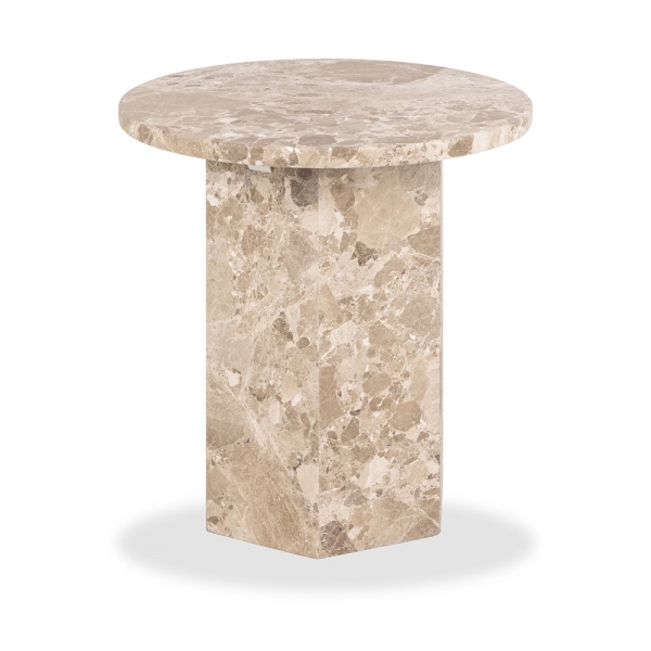 Naxos Round Side Table, Latte Marble