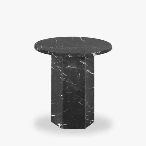 Naxos Round Side Table, Onyx Black Marble