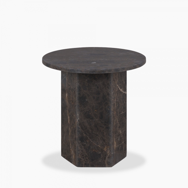 Naxos Round Side Table, Storm Grey Marble