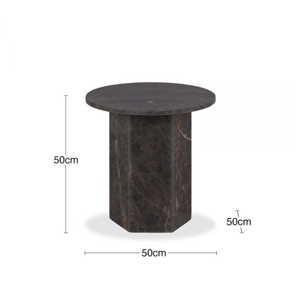 Naxos Round Side Table, Storm Grey Marble